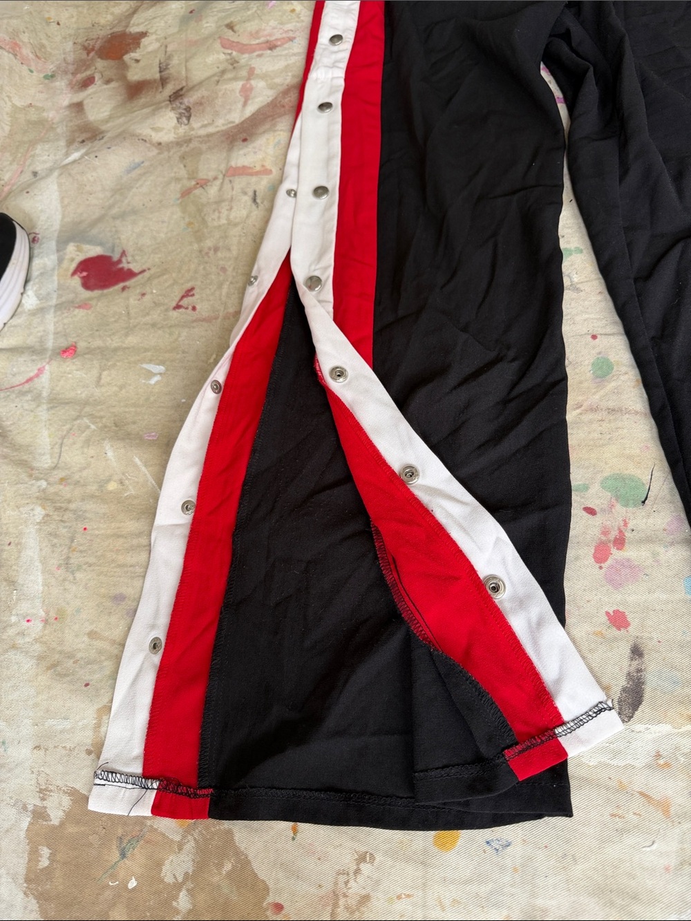 Akira Black Track Pants with Red and White Side Stripes - Picture 2 of 4